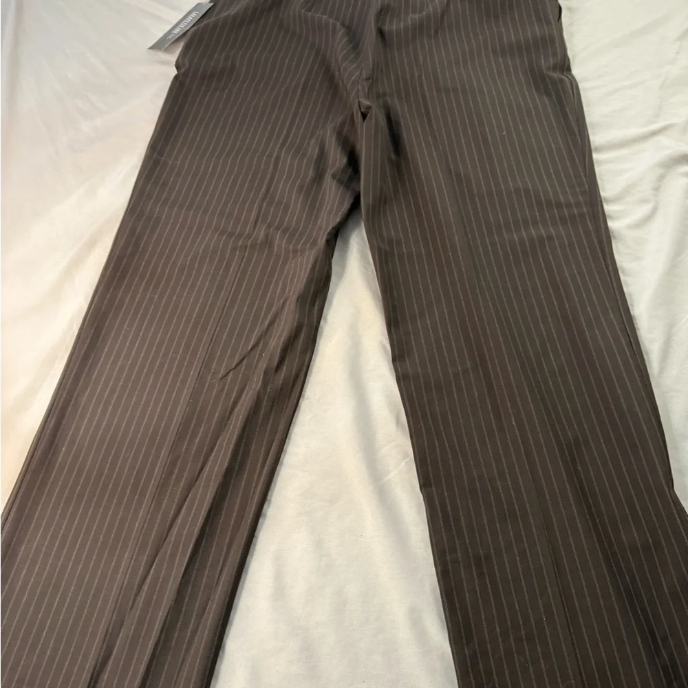 Lafayette 148 New York Brown Pinstripe Wide Leg Pants - Picture 8 of 8